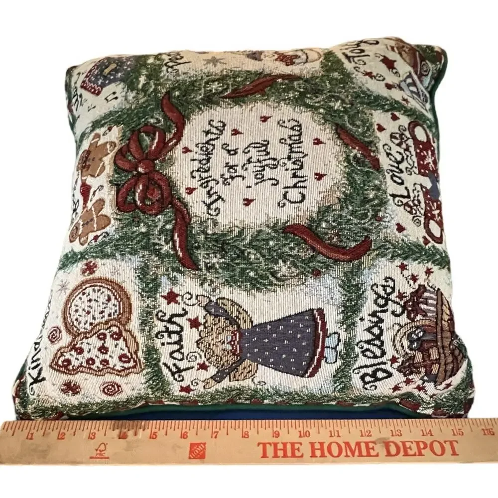 2 Christmas Pillows Riverdale Tapestry Square Throw Pillow Joyful Blessing Tree